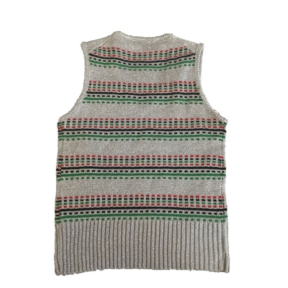 Vintage 60s/70s PRONTO Shimmer Metallic Knit Sweater Vest Sz S Preppy Clueless - Picture 4 of 10